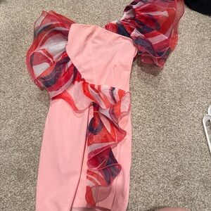 SHEIN Pink Dress with Red and Blue Accents